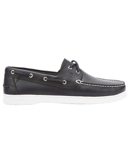 Navy coloured Dubarry Mens Oceania Two Eye-Tie Moccasin Shoes on white background 
