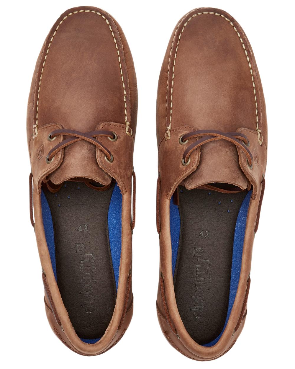 Chestnut coloured Dubarry Mens Oceania Two Eye-Tie Moccasin Shoes on white background 