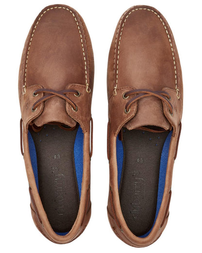 Chestnut coloured Dubarry Mens Oceania Two Eye-Tie Moccasin Shoes on white background 