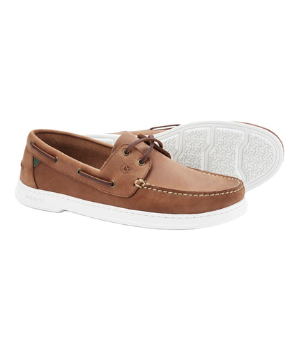 Chestnut coloured Dubarry Mens Oceania Two Eye-Tie Moccasin Shoes on white background 
