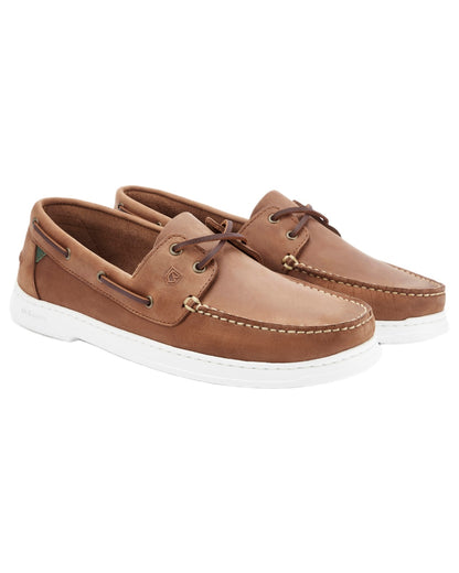 Chestnut coloured Dubarry Mens Oceania Two Eye-Tie Moccasin Shoes on white background 
