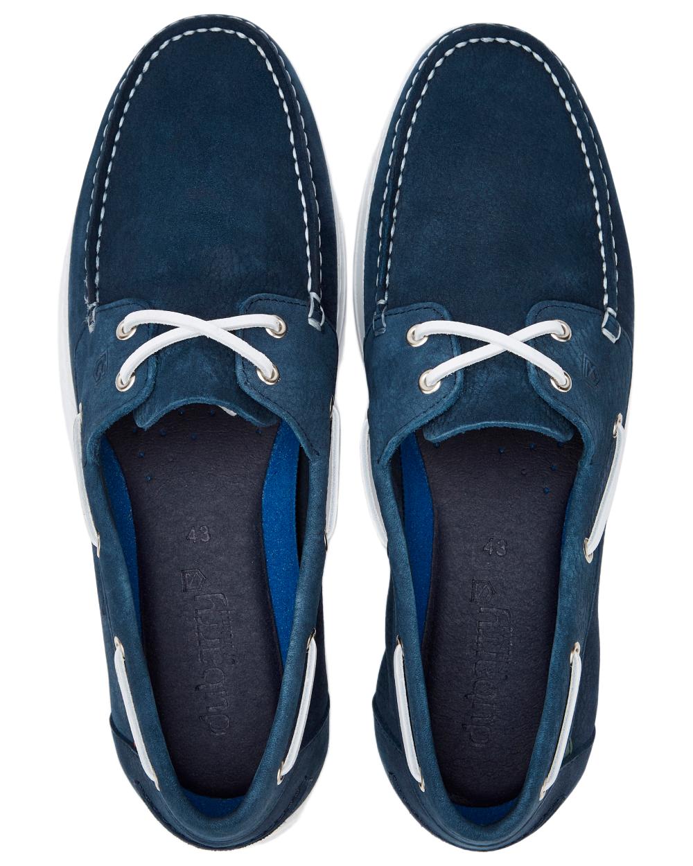 Denim coloured Dubarry Mens Oceania Two Eye-Tie Moccasin Shoes on white background 