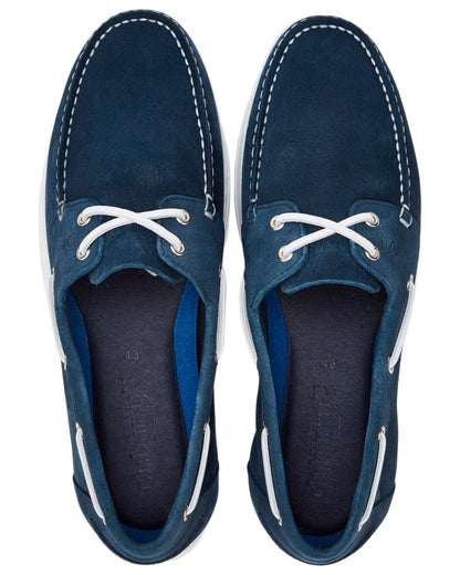 Denim coloured Dubarry Mens Oceania Two Eye-Tie Moccasin Shoes on white background 