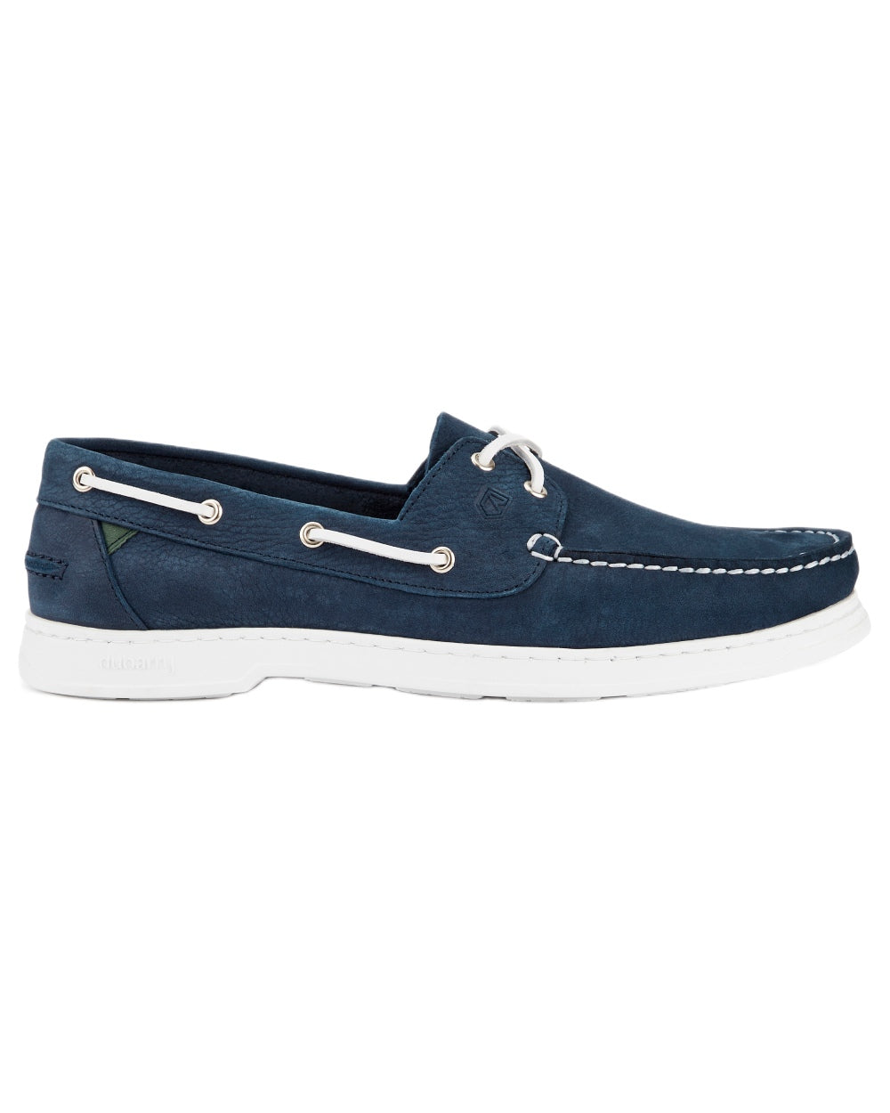 Denim coloured Dubarry Mens Oceania Two Eye-Tie Moccasin Shoes on white background 