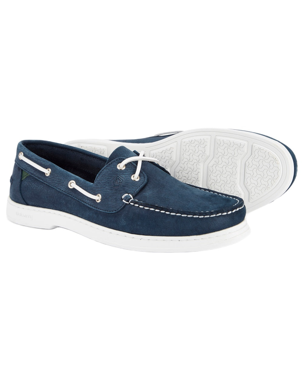 Denim coloured Dubarry Mens Oceania Two Eye-Tie Moccasin Shoes on white background 