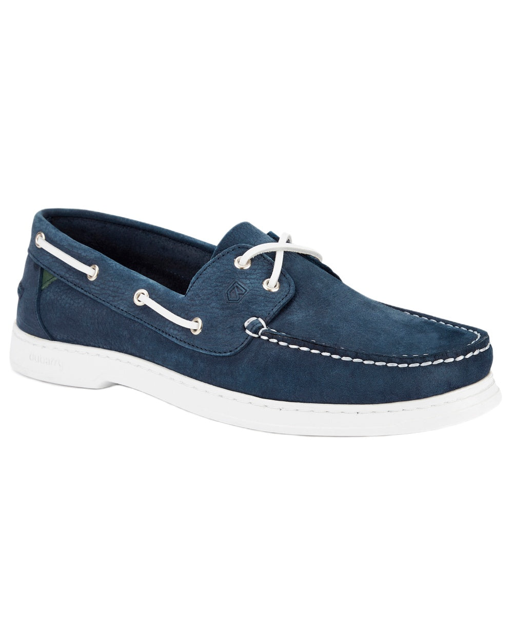 Denim coloured Dubarry Mens Oceania Two Eye-Tie Moccasin Shoes on white background 
