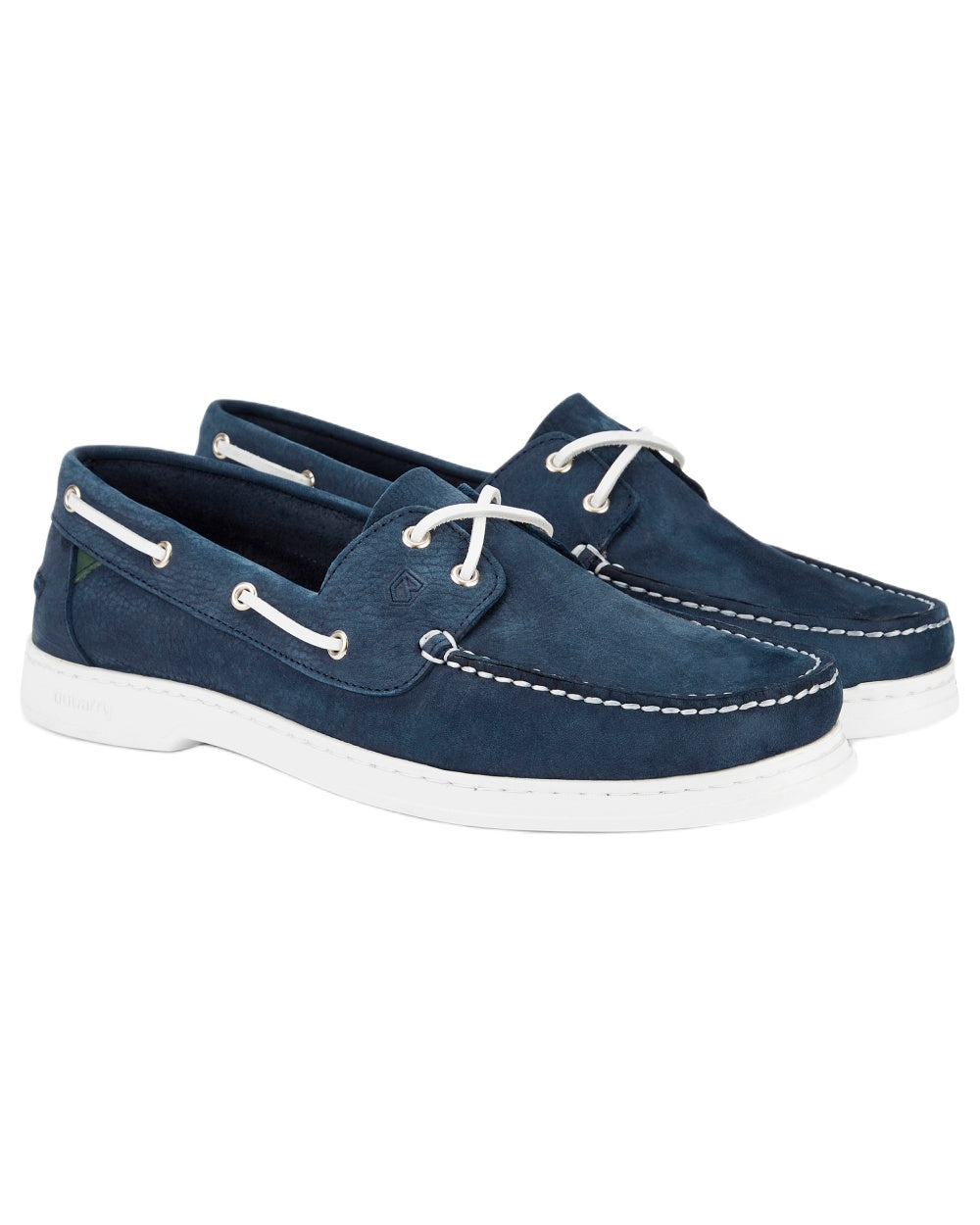 Denim coloured Dubarry Mens Oceania Two Eye-Tie Moccasin Shoes on white background 