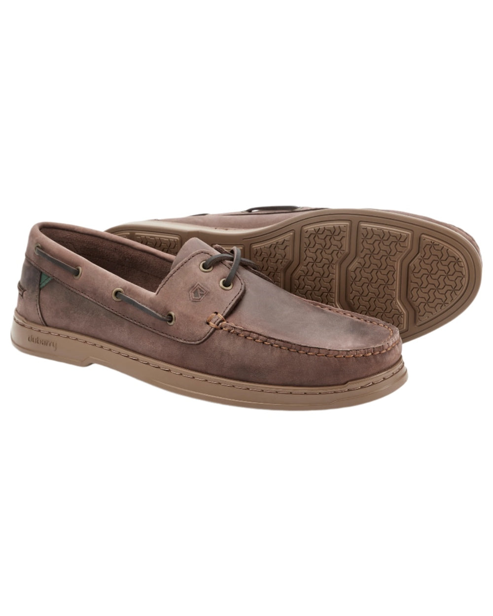 Old Rum coloured Dubarry Mens Oceania Two Eye-Tie Moccasin Shoes on white background 