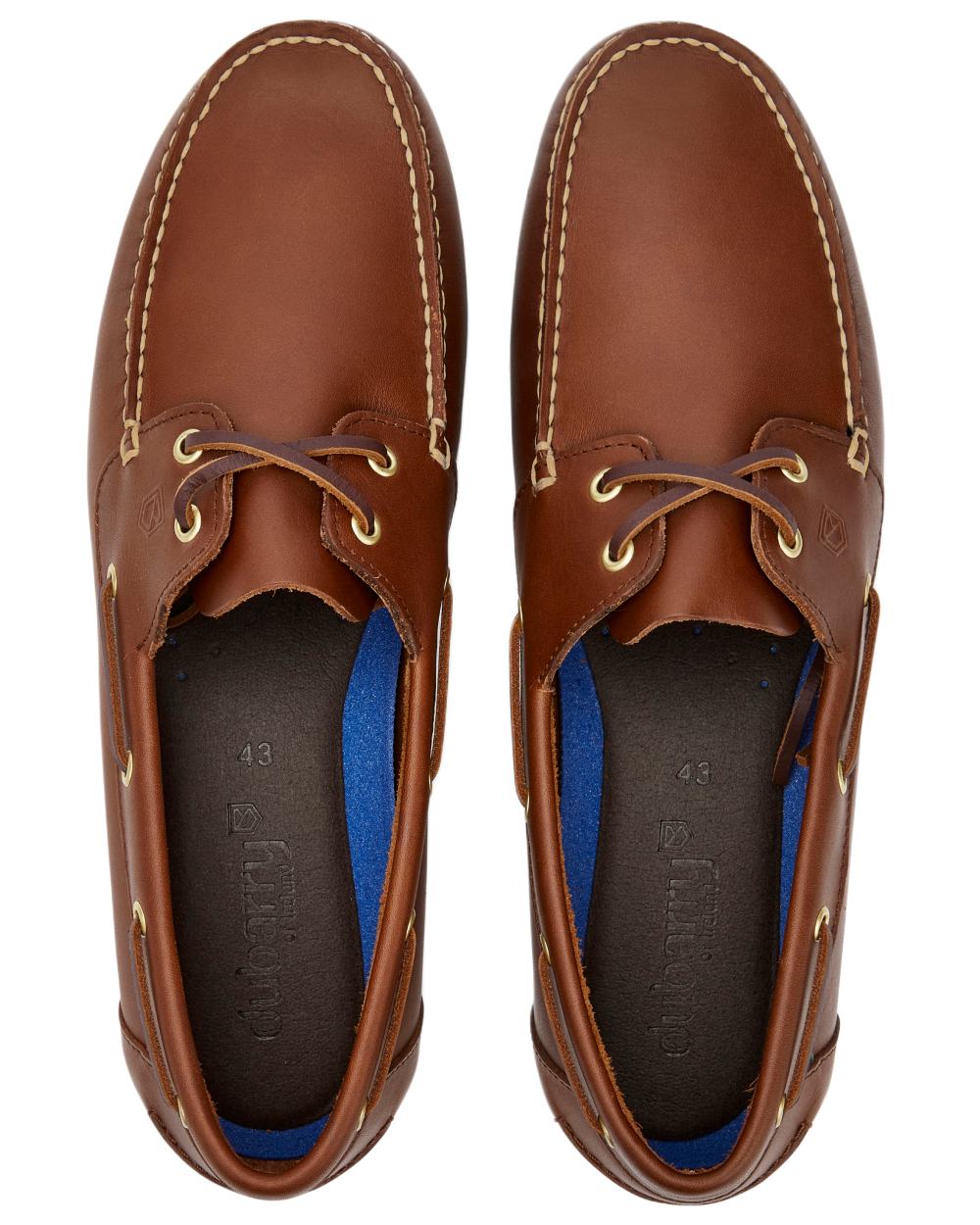 Brown coloured Dubarry Mens Oceania Two Eye-Tie Moccasin Shoes on white background 