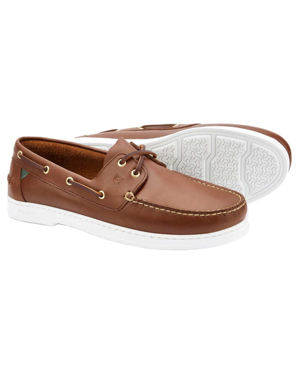 Brown coloured Dubarry Mens Oceania Two Eye-Tie Moccasin Shoes on white background 