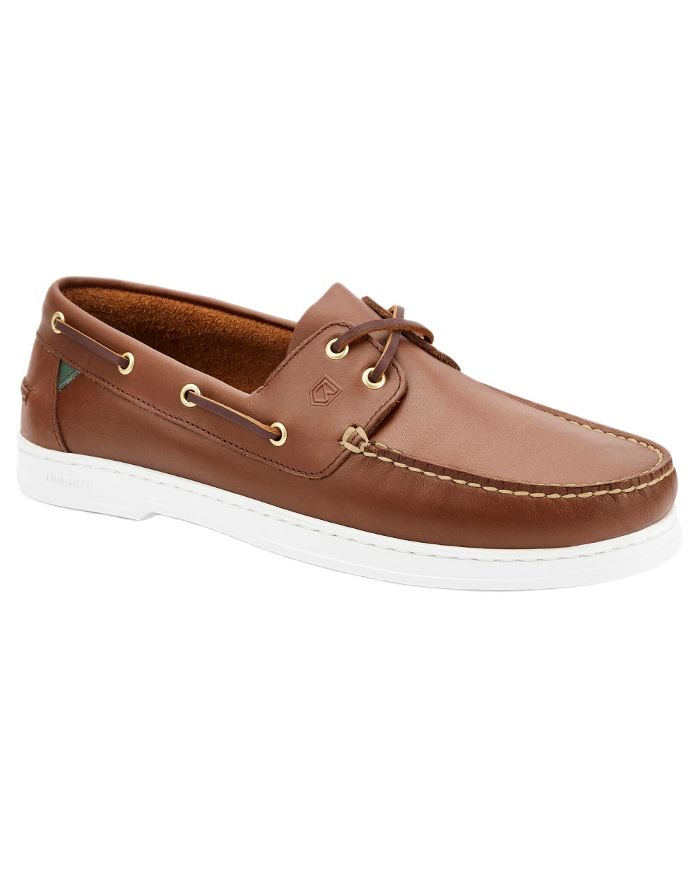 Brown coloured Dubarry Mens Oceania Two Eye-Tie Moccasin Shoes on white background 