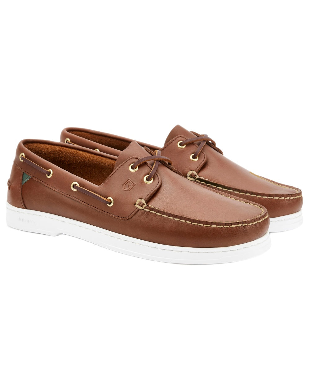 Brown coloured Dubarry Mens Oceania Two Eye-Tie Moccasin Shoes on white background 