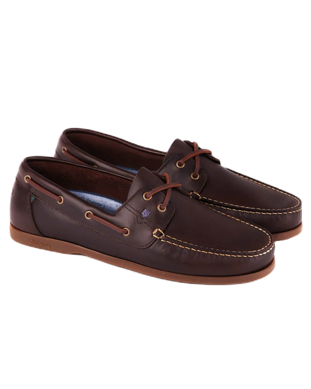 Old Rum coloured Dubarry Mens Port Deck Shoes on white background 