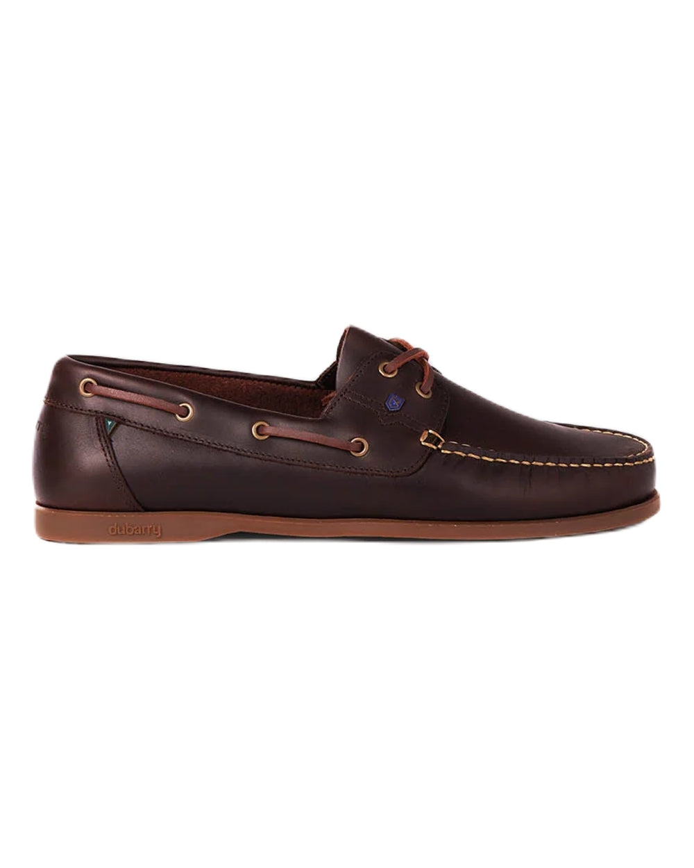 Old Rum coloured Dubarry Mens Port Deck Shoes on white background 