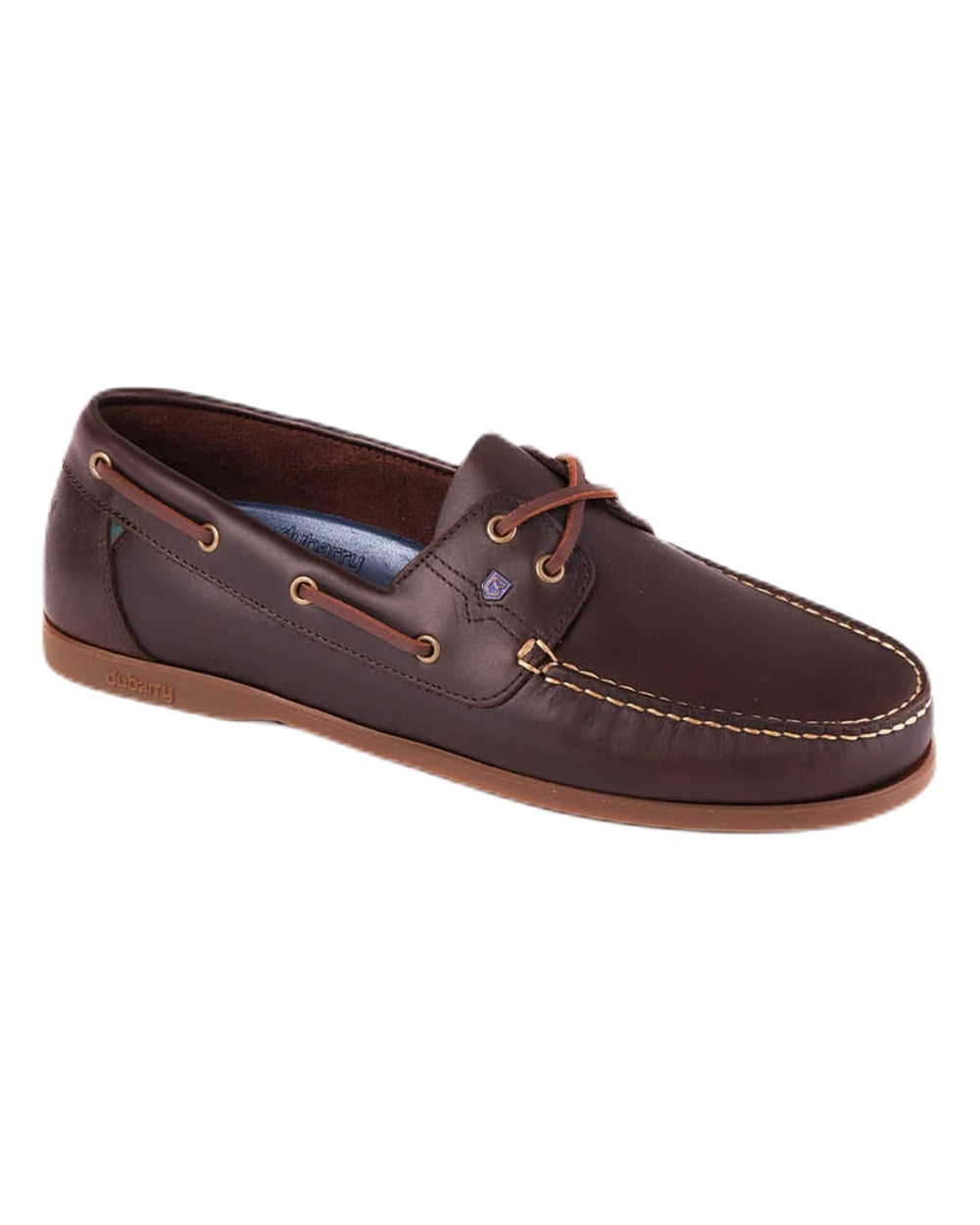 Old Rum coloured Dubarry Mens Port Deck Shoes on white background 