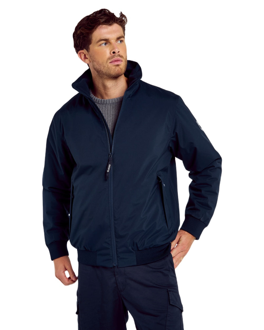 Navy coloured Dubarry Mens Starboard Waterproof Blouson Jacket on white background 