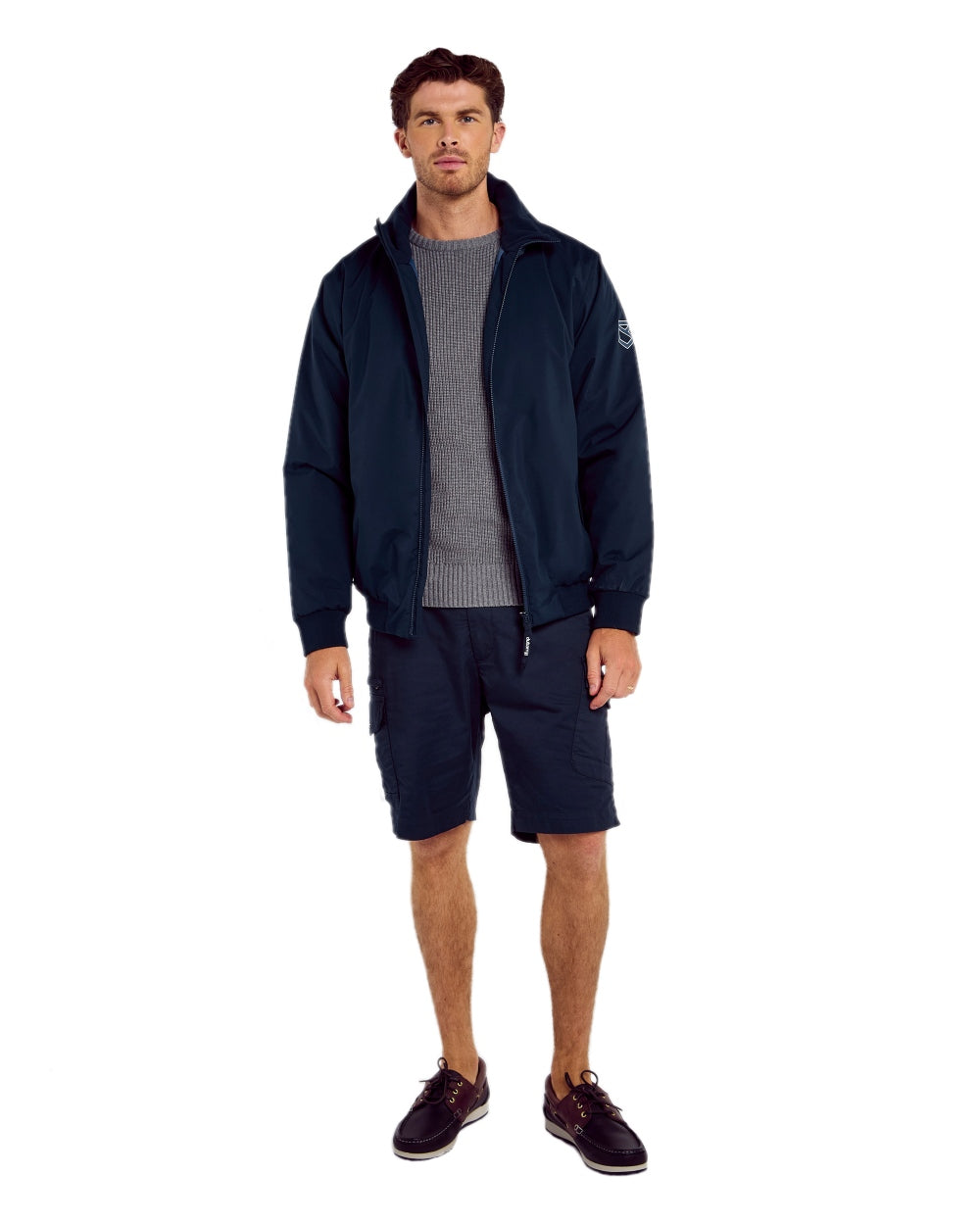 Navy coloured Dubarry Mens Starboard Waterproof Blouson Jacket on white background 