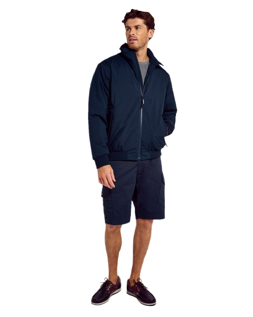 Navy coloured Dubarry Mens Starboard Waterproof Blouson Jacket on white background 
