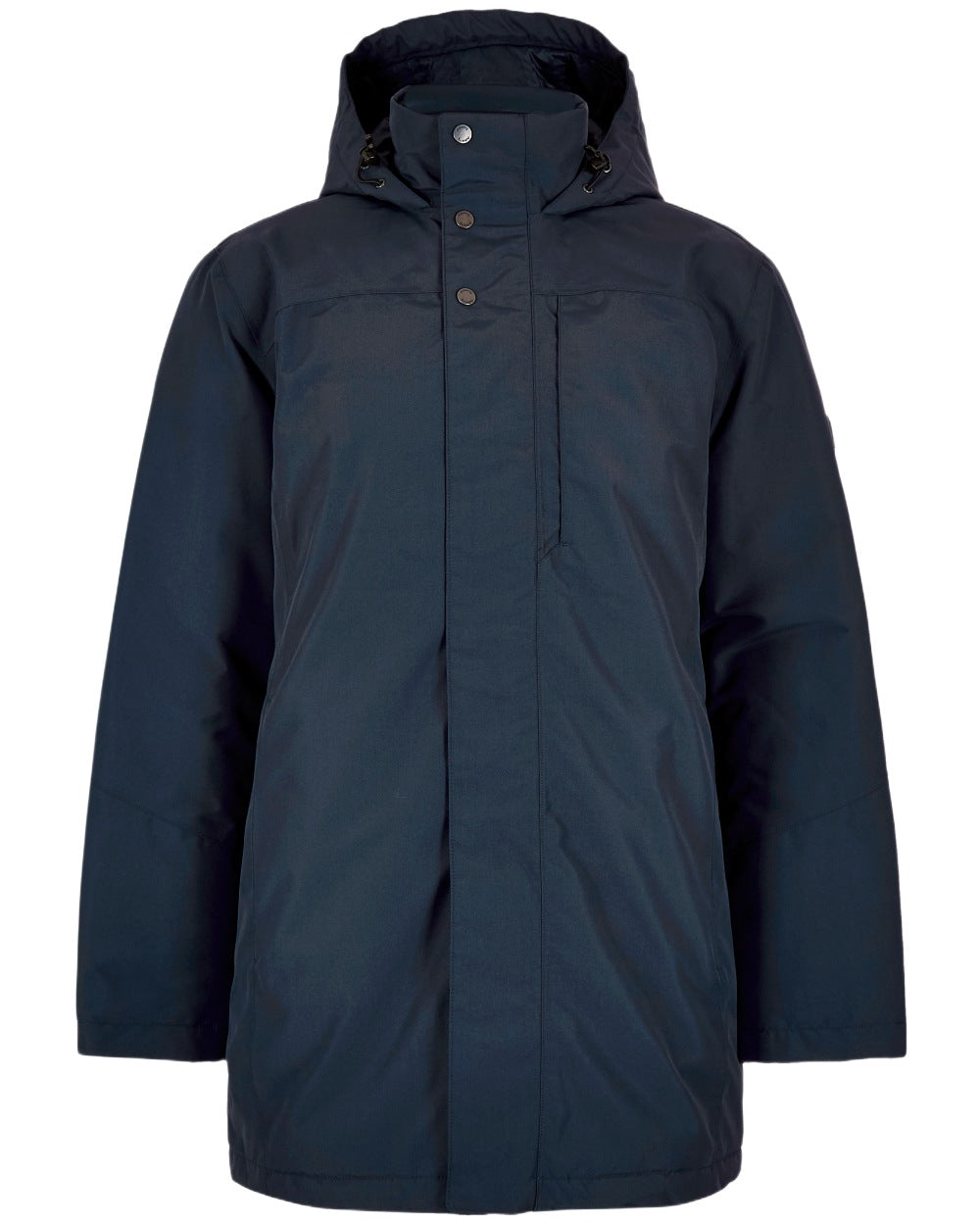 Navy Coloured Dubarry Mens Swiftsheath Waterproof Hooded Down Parka on white background 
