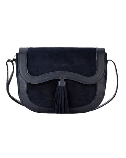 French Navy coloured Dubarry Monart Saddle Bag on white background 