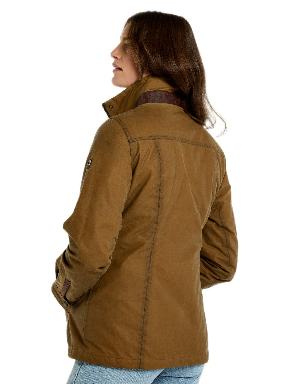 Ochre coloured Dubarry Mountrath Waxed Jacket on white background 