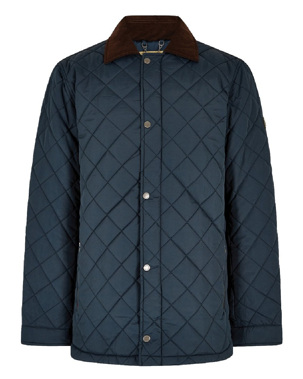 Navy coloured Dubarry Mountusher Quilted Jacket on white background 