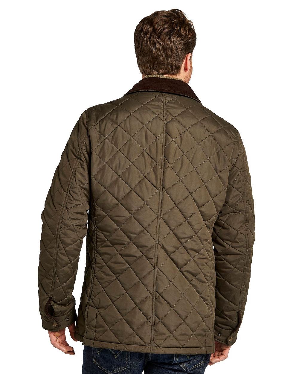 Olive coloured Dubarry Mountusher Quilted Jacket on white background 