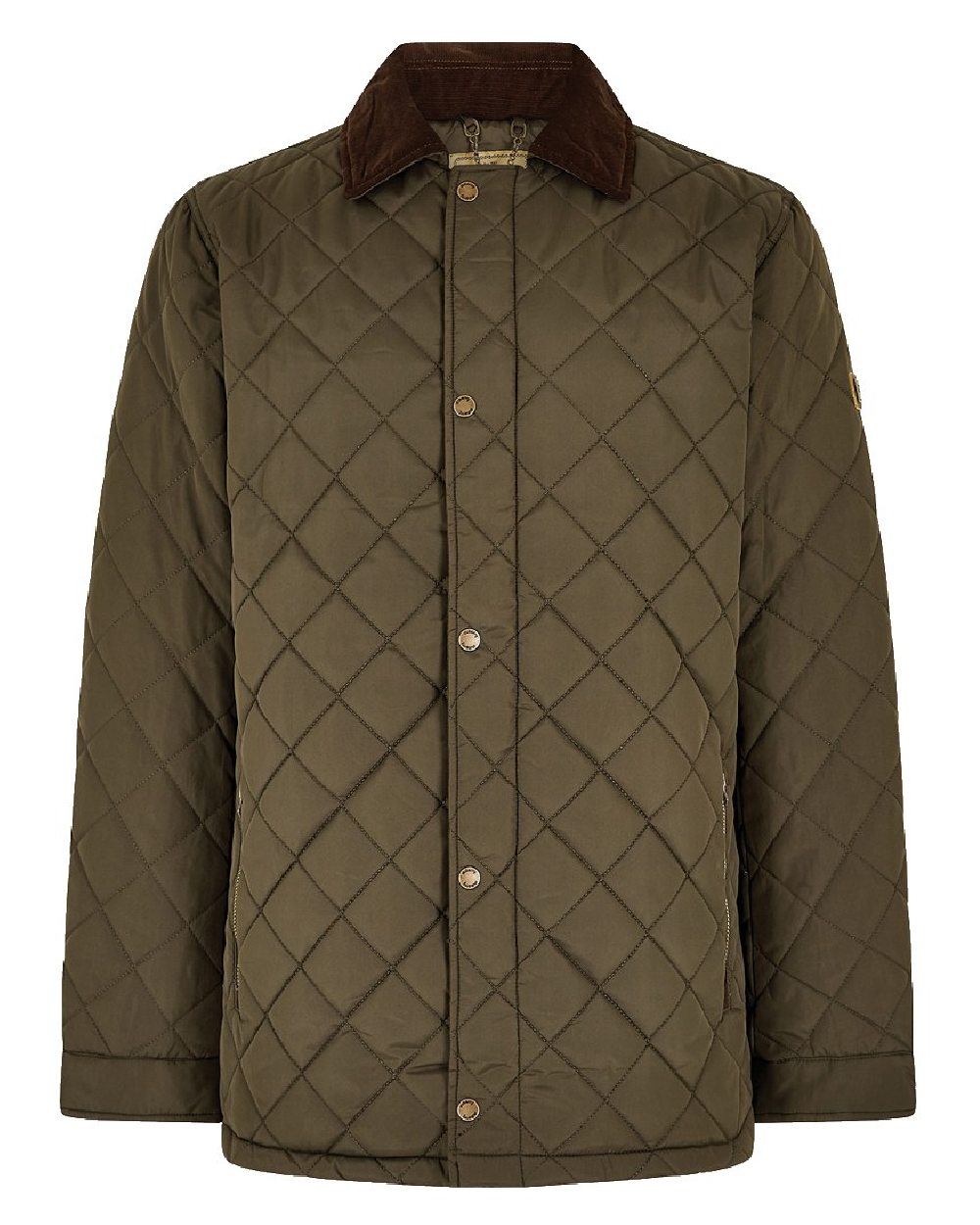 Olive coloured Dubarry Mountusher Quilted Jacket on white background 