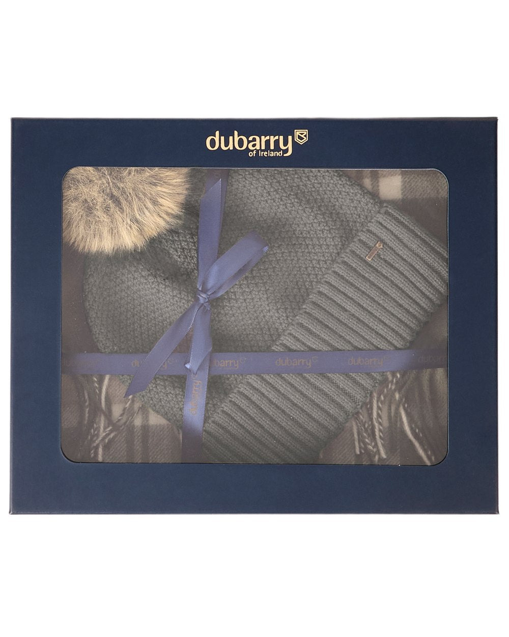 Dusky Green coloured Dubarry Newbawn Hat And Scarf Gift Set on white background 