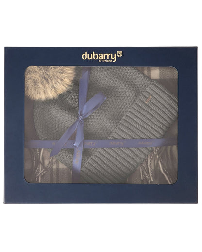 Dusky Green coloured Dubarry Newbawn Hat And Scarf Gift Set on white background 