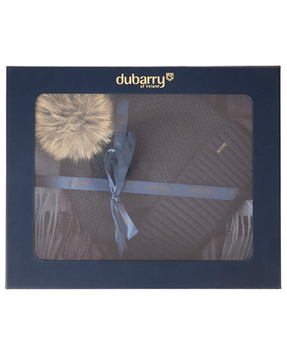 Navy coloured Dubarry Newbawn Hat And Scarf Gift Set on white background 