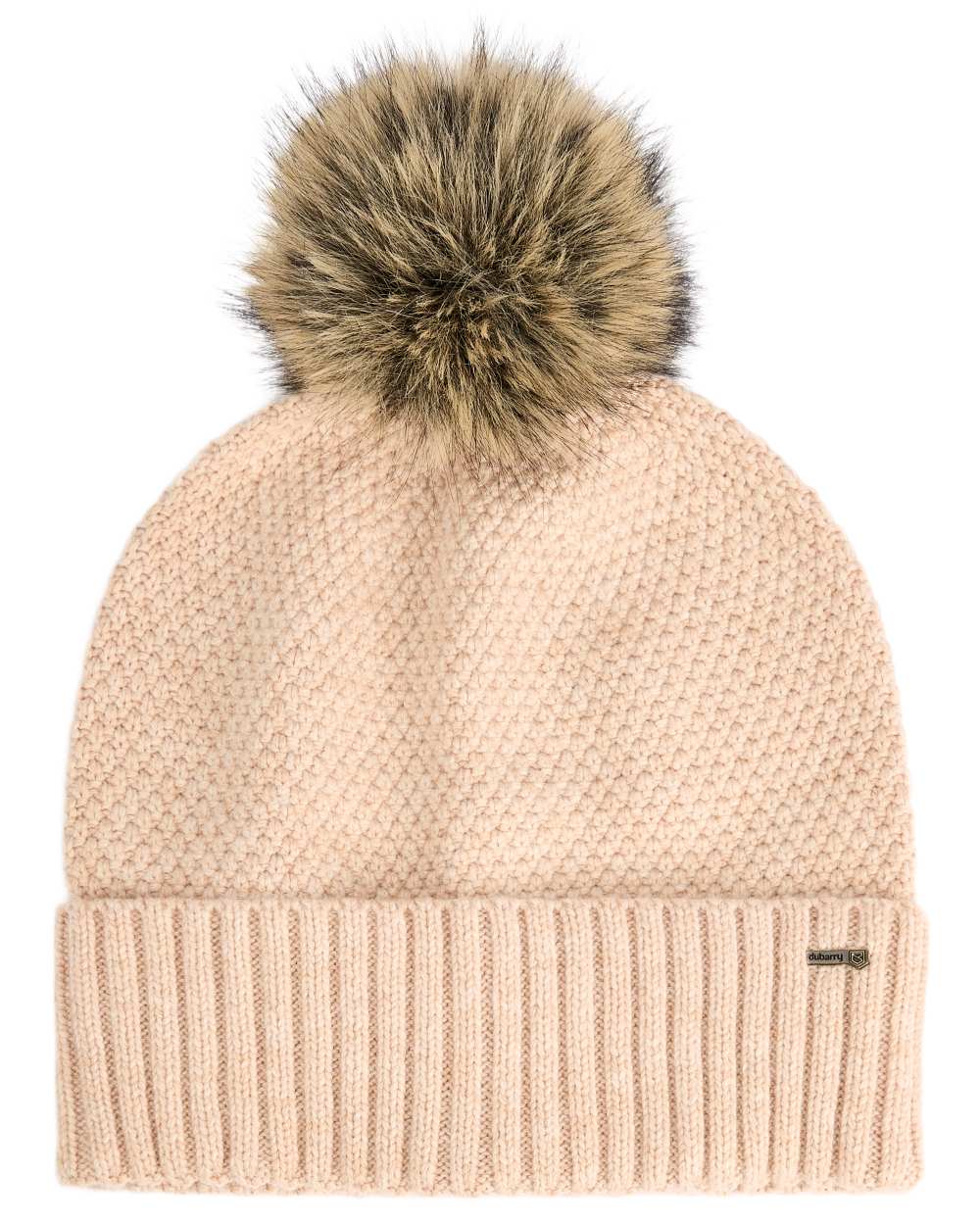 Oat coloured Dubarry Newbawn Hat And Scarf Gift Set on white background 