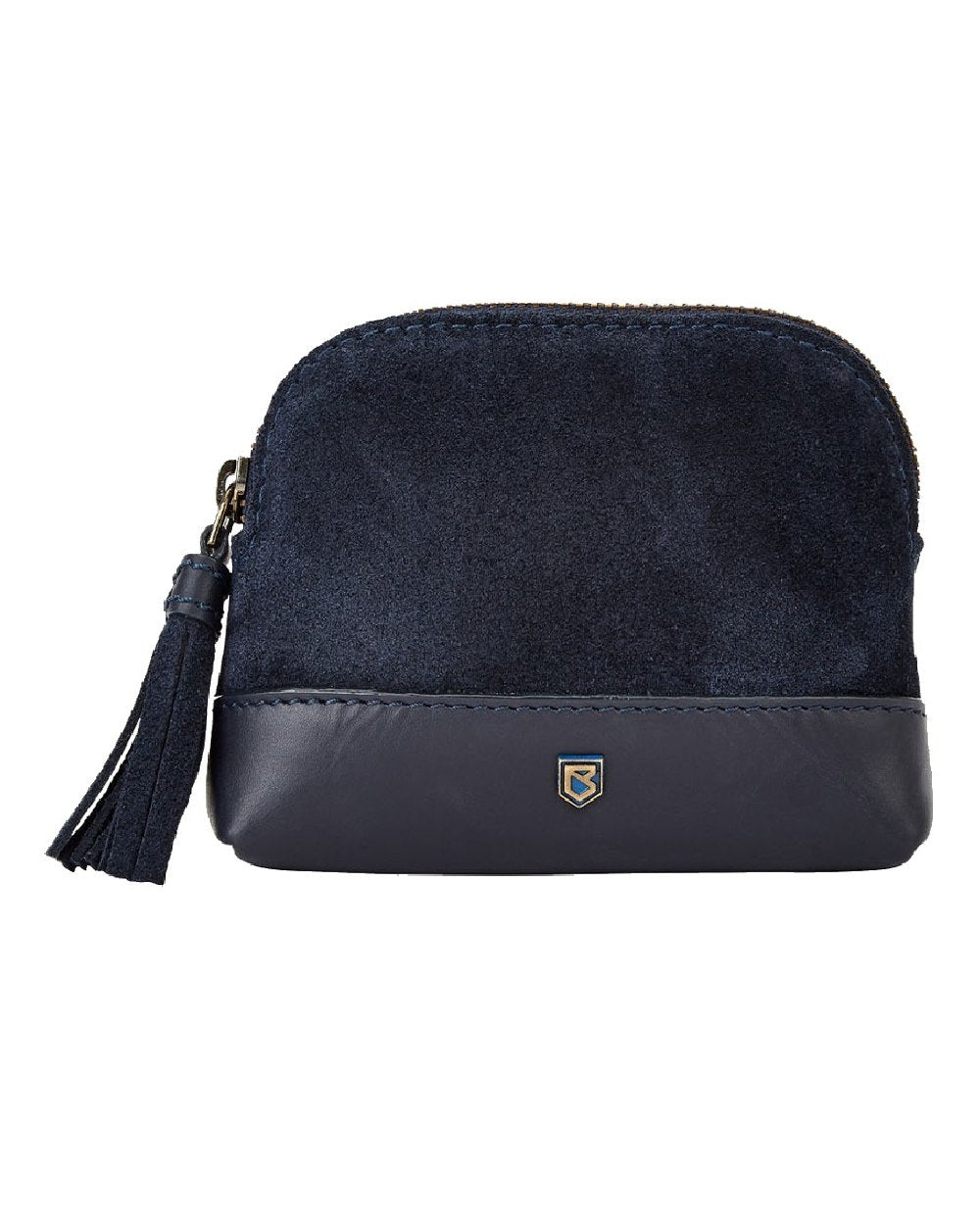 French Navy coloured Dubarry Richmond Suede Purse on white background 