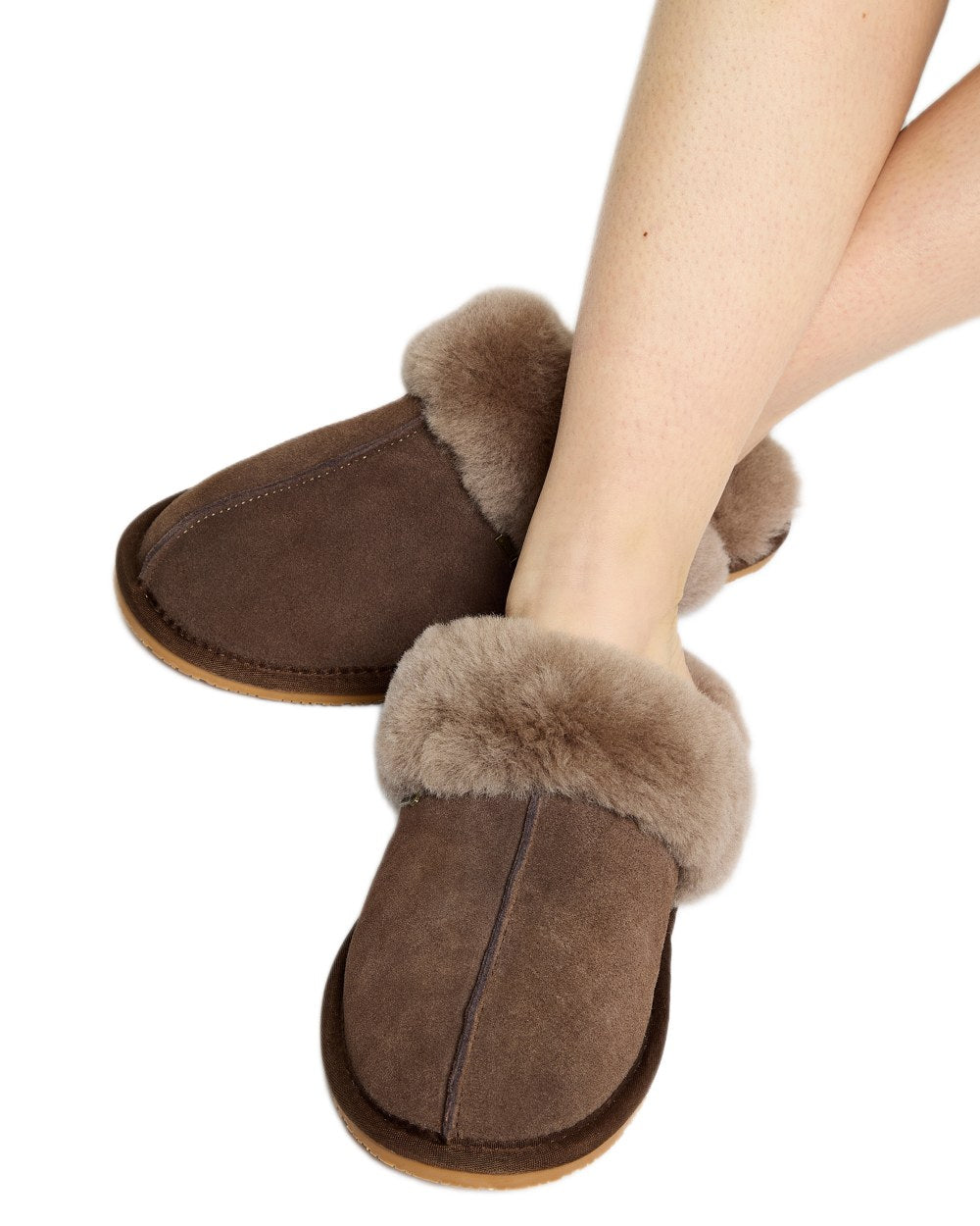 Cigar Coloured Dubarry Rockmill Slip On Slippers On A White Background 
