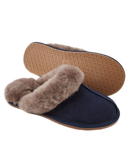 French Navy Coloured Dubarry Rockmill Slip On Slippers On A White Background 