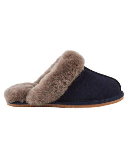 French Navy Coloured Dubarry Rockmill Slip On Slippers On A White Background 