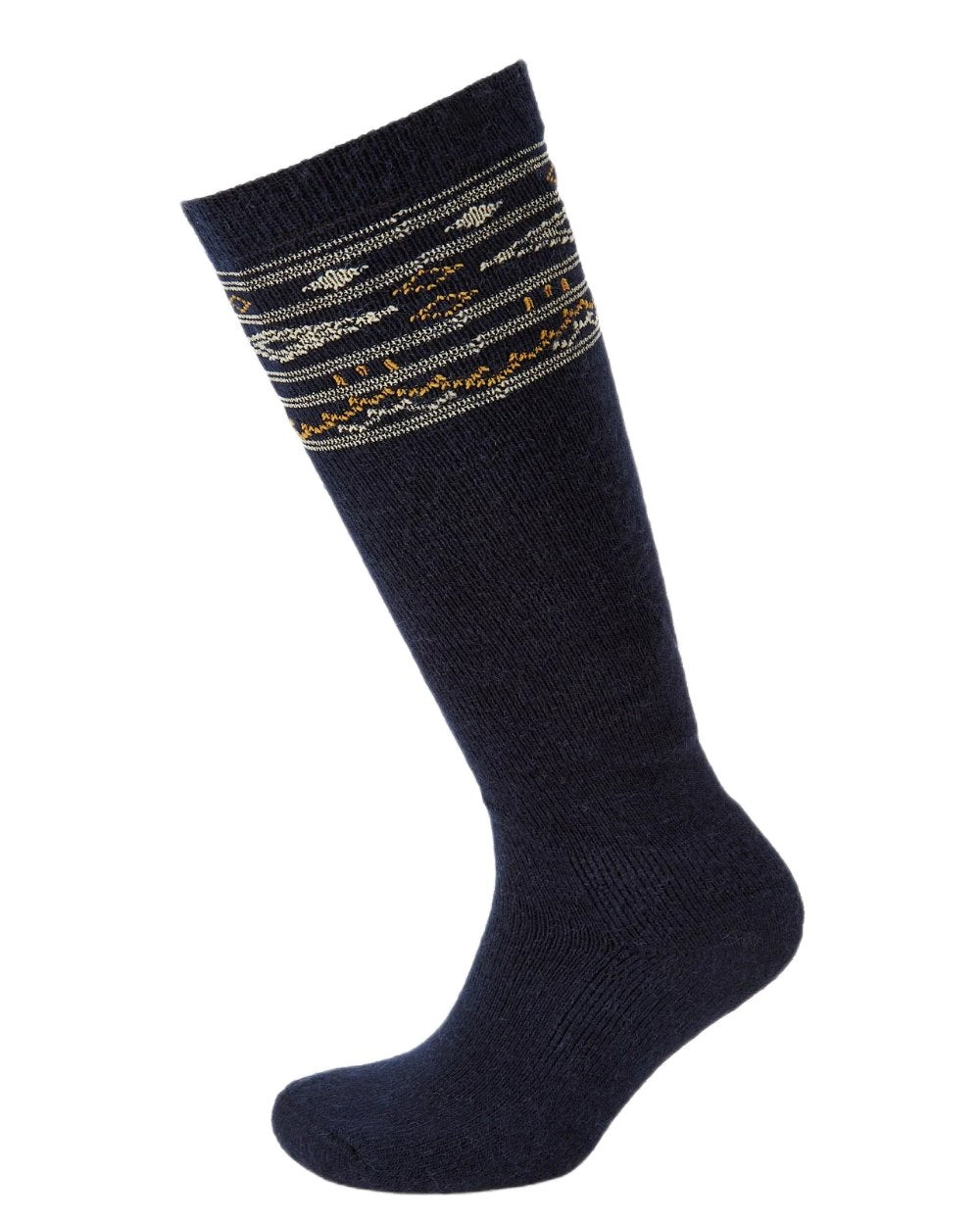Navy Coloured Dubarry Rolestown Fair Isle Alpaca Socks on white background 