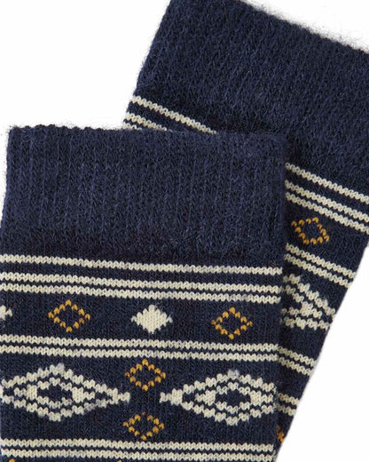 Navy Coloured Dubarry Rolestown Fair Isle Alpaca Socks on white background 