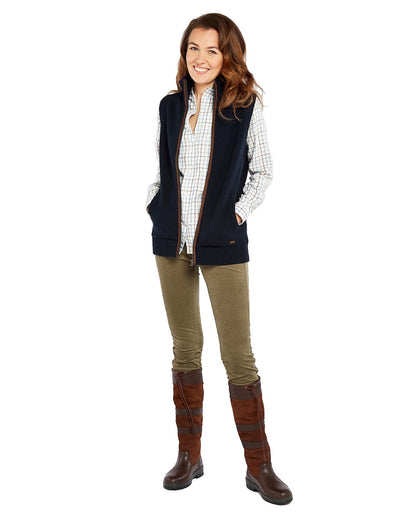 Navy Coloured Dubarry Sheedy Knit Bodywarmer on white background 