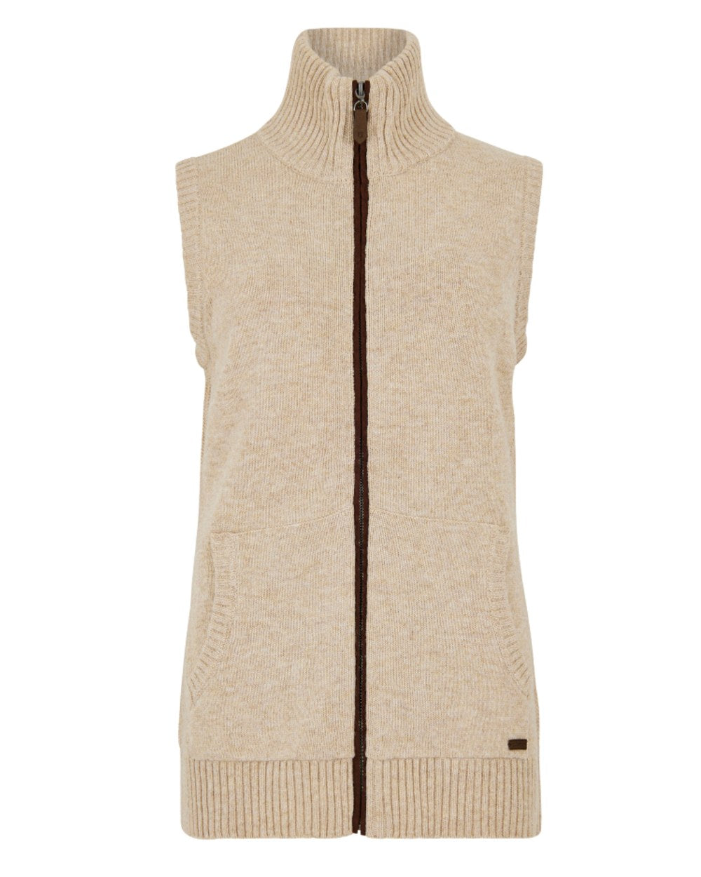 Oat Coloured Dubarry Sheedy Knit Bodywarmer on white background 