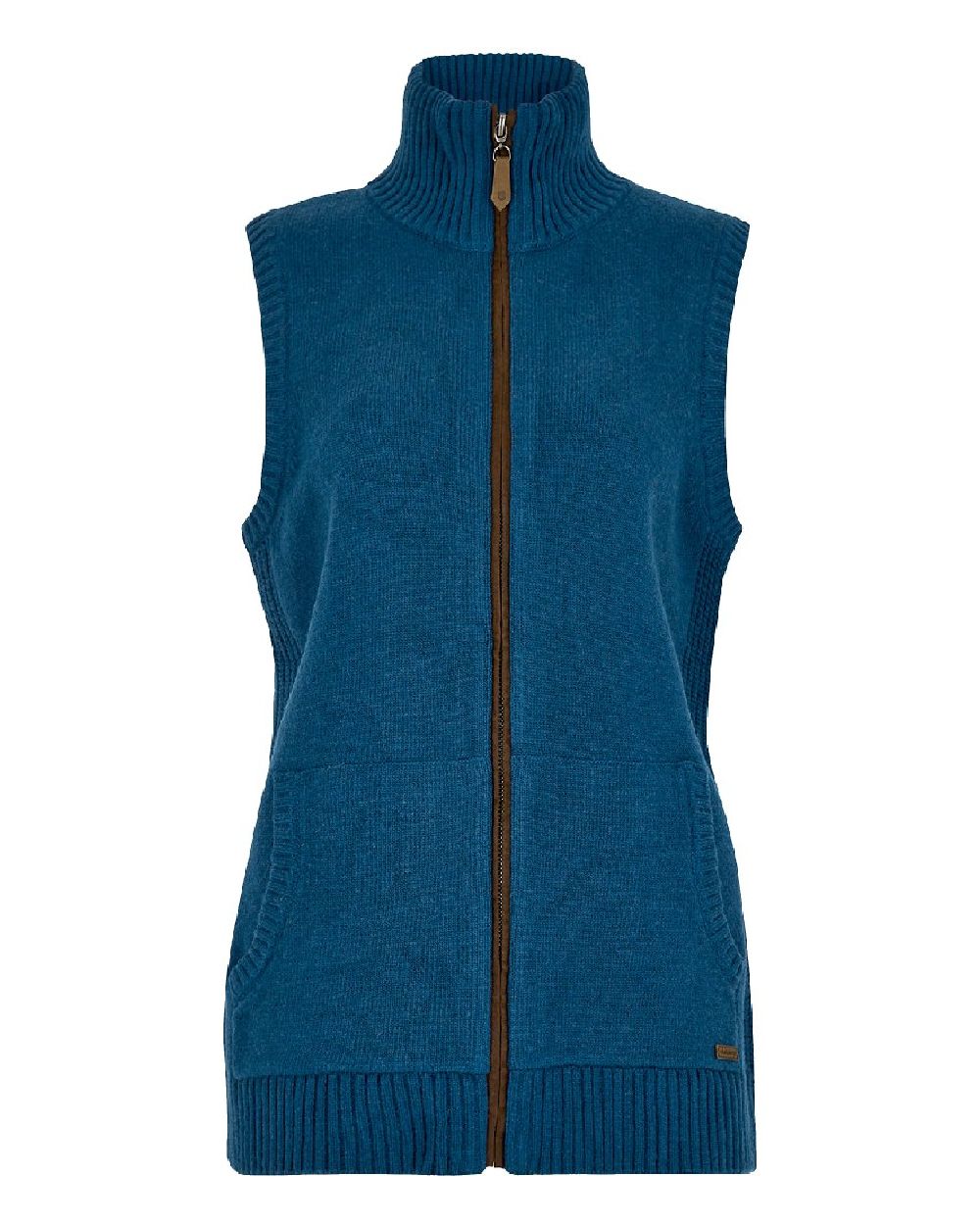 Peacock Blue Coloured Dubarry Sheedy Knit Bodywarmer on white background 