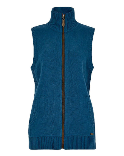 Peacock Blue Coloured Dubarry Sheedy Knit Bodywarmer on white background 