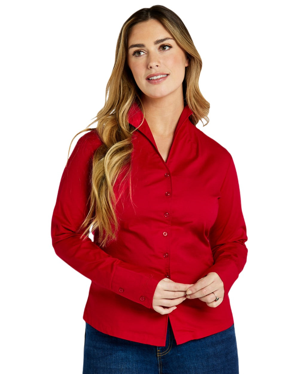 Cardinal coloured Dubarry Snowdrop Shirt on white background 