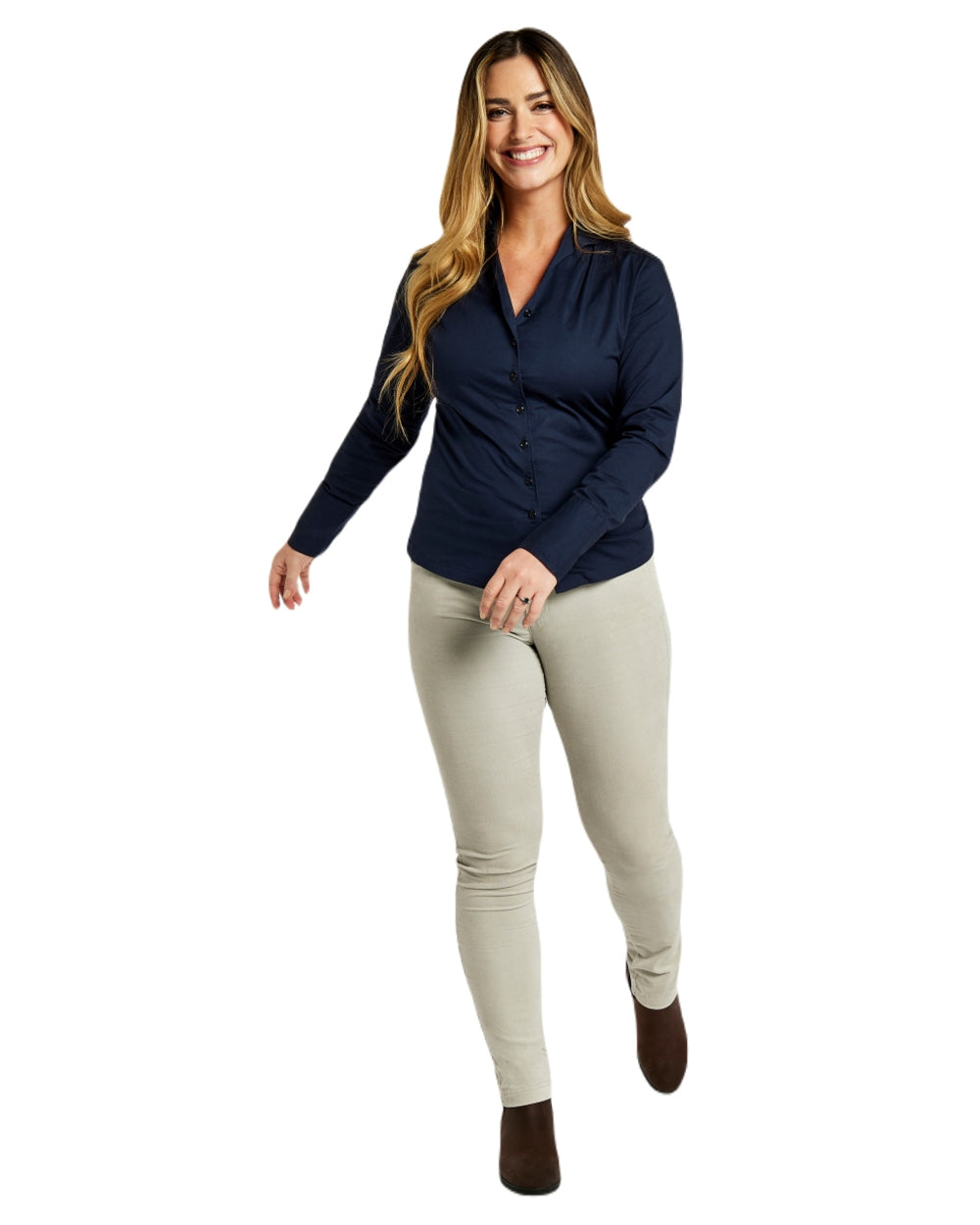 Navy coloured Dubarry Snowdrop Shirt on white background 