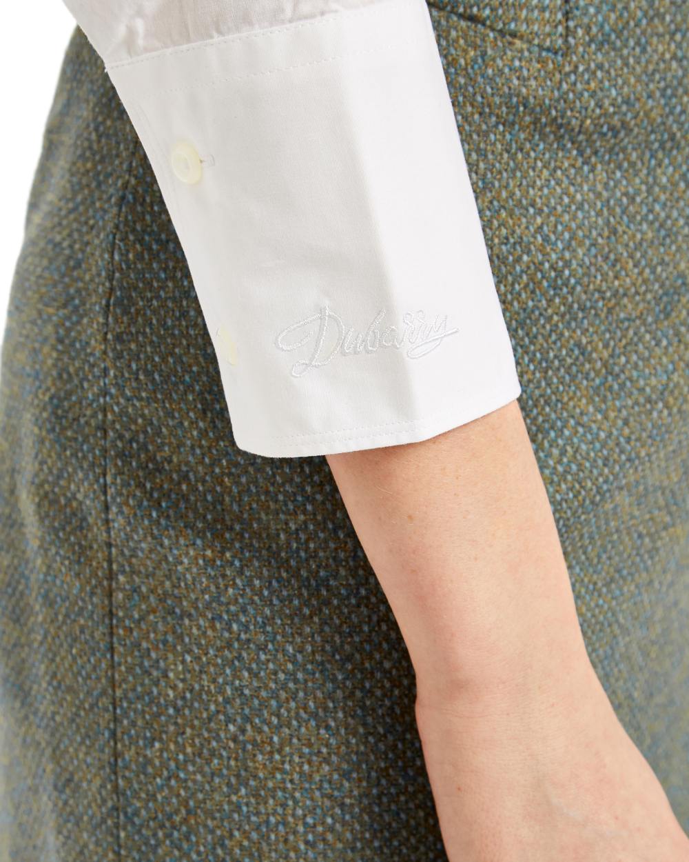 White coloured Dubarry Snowdrop Shirt on white background 