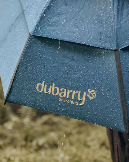 Navy coloured Dubarry Umbrella on blurry background 