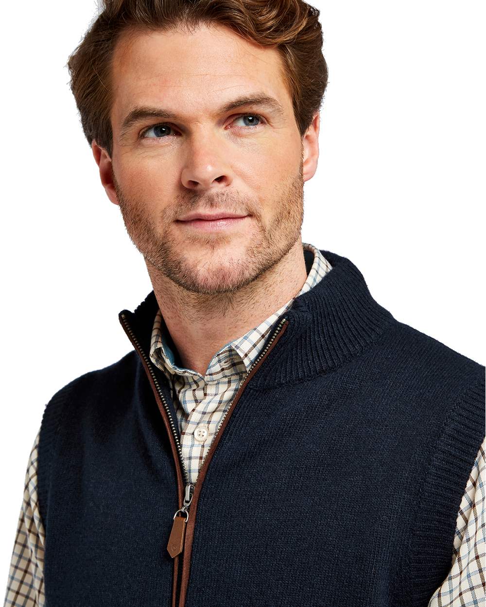 Navy Coloured Dubarry Upperwood Bodywarmer on white background 