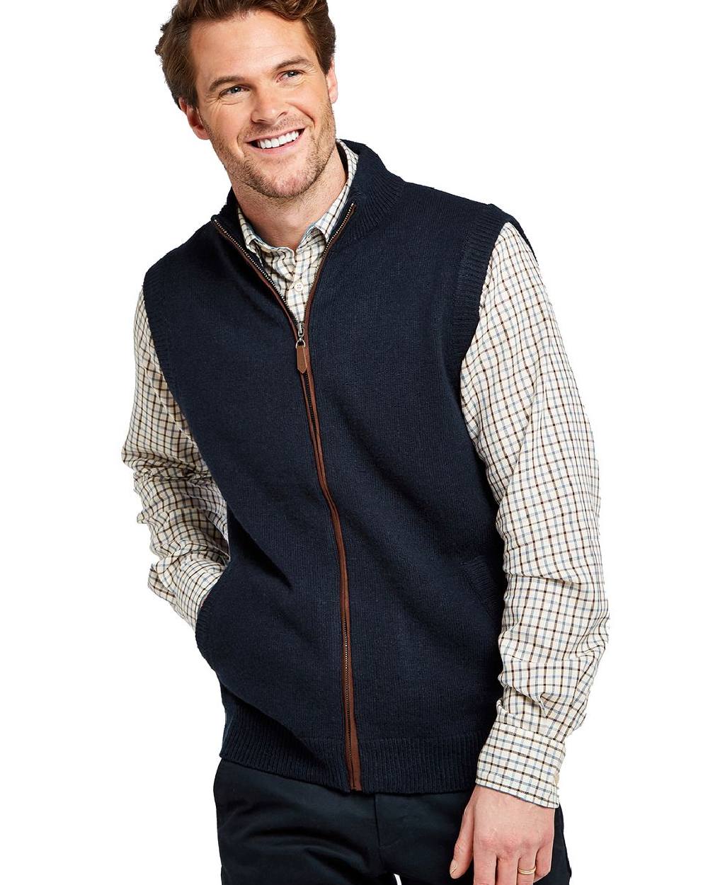 Navy Coloured Dubarry Upperwood Bodywarmer on white background 