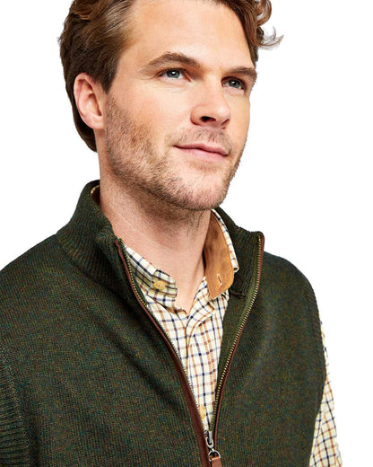 Olive Coloured Dubarry Upperwood Bodywarmer on white background 