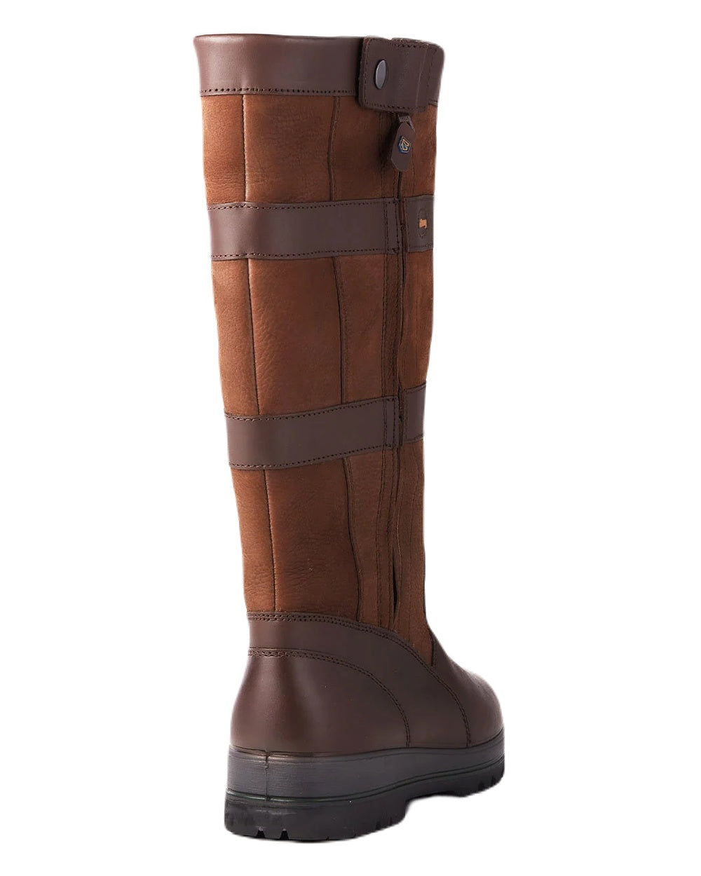 Walnut coloured Dubarry Wexford Country Boots on white background 